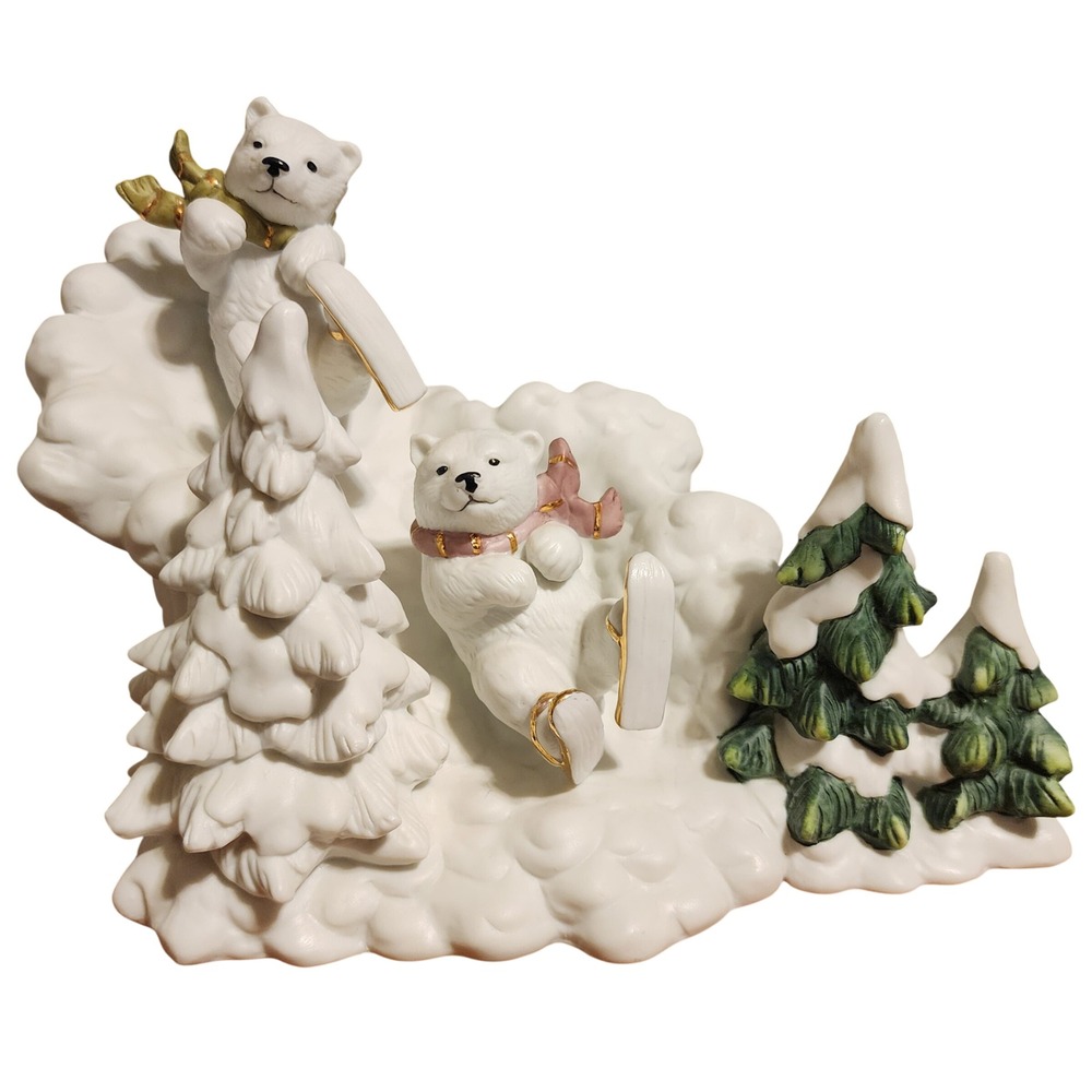 Grandeur Noel 2002 Polar Bear Skiing Figurine Collector's Edition Porcelain